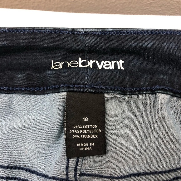 Lane Bryant Soft Stretchy Cotton Dark Wash Whiskered Straight Jeans 16 - Picture 7 of 15